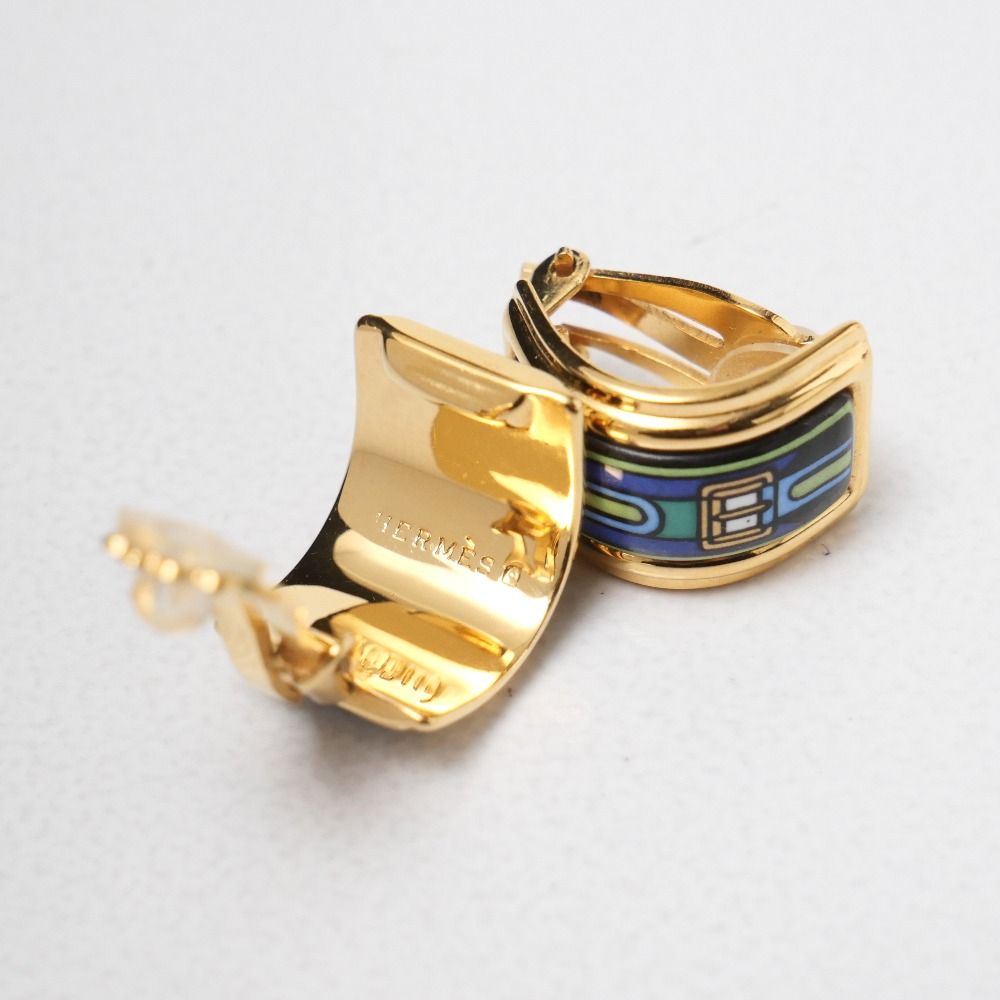 Hermes Earrings Enamel Gold Multicolor — view 7