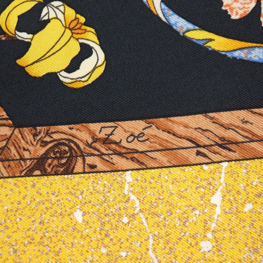 Hermes Carre 90 Pierres D' Orient ET Occident Oriental Stone and Western Black Yellow Multicolor — view 6