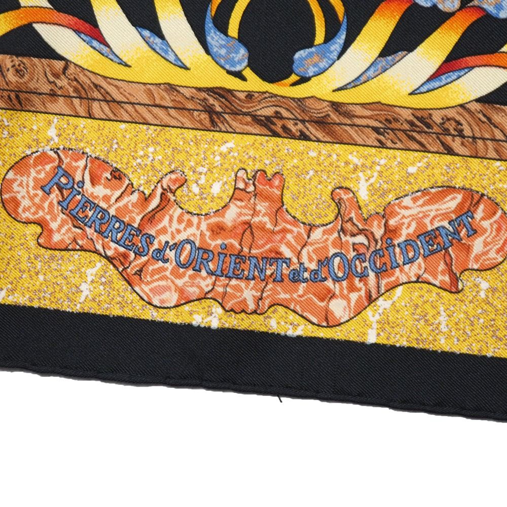 Hermes Carre 90 Pierres D' Orient ET Occident Oriental Stone and Western Black Yellow Multicolor — view 5