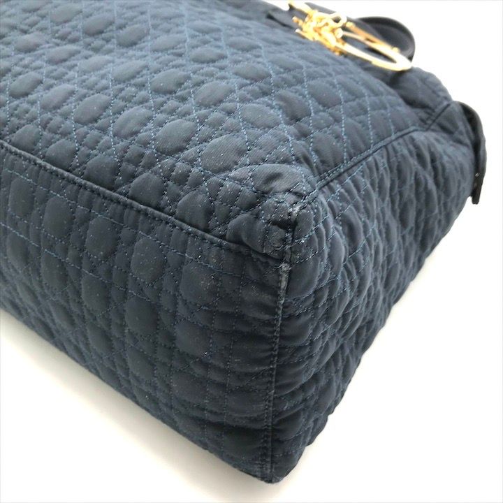 Dior Cannage Nylon Tote Boston Bag Navy — view 5