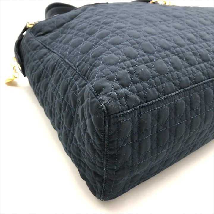 Dior Cannage Nylon Tote Boston Bag Navy — view 4