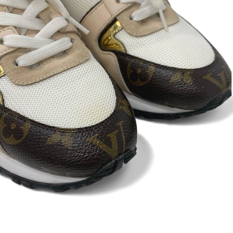 Louis Vuitton Run Away Line Monogram Sneakers Shoes Leather Mesh Pink Beige — view 9