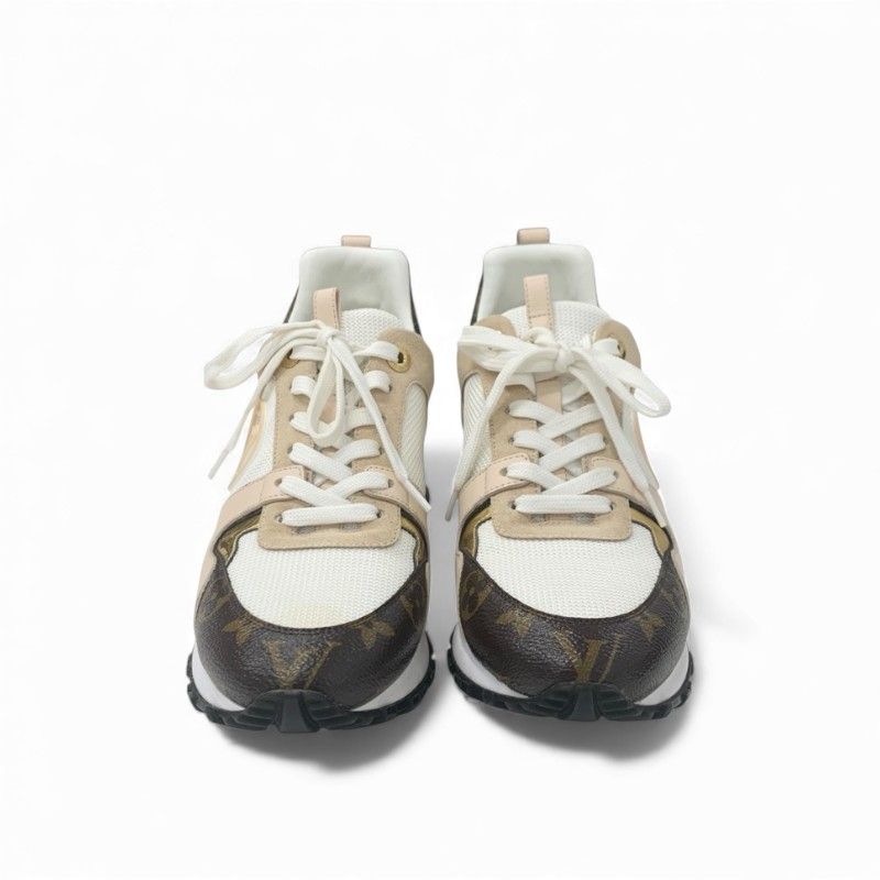 Louis Vuitton Run Away Line Monogram Sneakers Shoes Leather Mesh Pink Beige — view 2