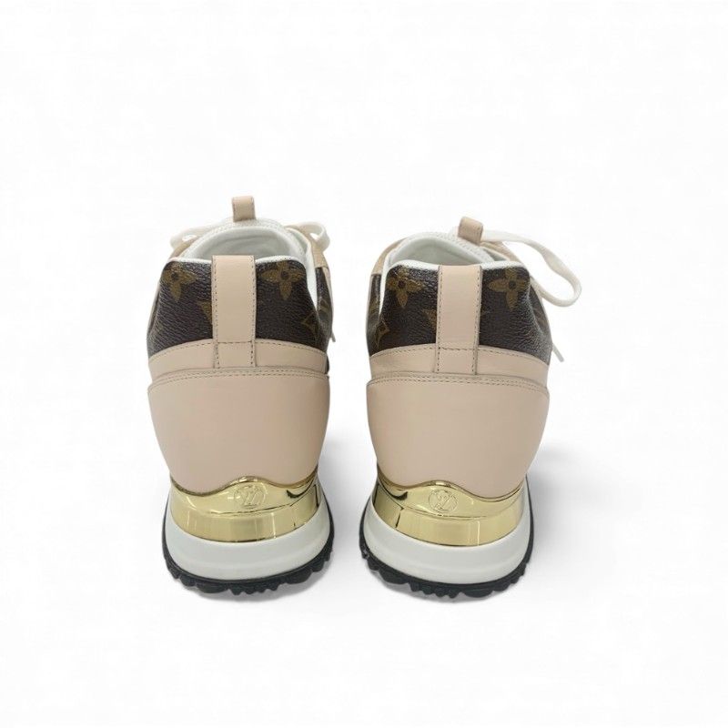 Louis Vuitton Run Away Line Monogram Sneakers Shoes Leather Mesh Pink Beige — view 5