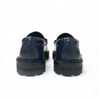 Celine Margaret Loafer Leather Shoes Navy Gold Triomphe Flat — view 5