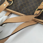 Celine Tote Bag Handbag Macadam All Over Pattern Leather Brown