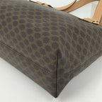 Celine Tote Bag Handbag Macadam All Over Pattern Leather Brown
