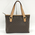 Celine Tote Bag Handbag Macadam All Over Pattern Leather Brown