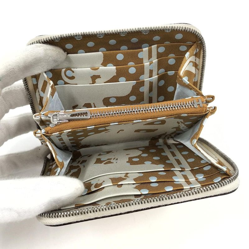 Hermes Azap Silk-in Compact Coin Case Leather Ivory — view 2