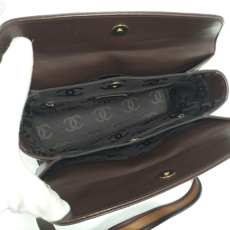 Chanel Shoulder Tote Bag Leather Brown — view 9