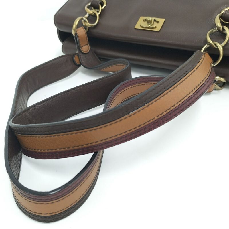 Chanel Shoulder Tote Bag Leather Brown