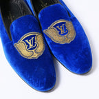 Louis Vuitton Slip on Blue Velour Auteuil Loafers Opera Shoes 7 — view 4