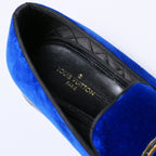 Louis Vuitton Slip on Blue Velour Auteuil Loafers Opera Shoes 7 — view 6