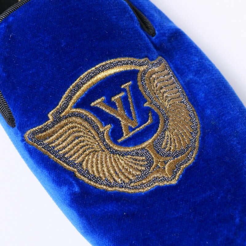 Louis Vuitton Slip on Blue Velour Auteuil Loafers Opera Shoes 7 — view 7