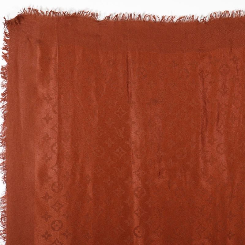Louis Vuitton Monogram Silk Wool Brown Shawl — view 4