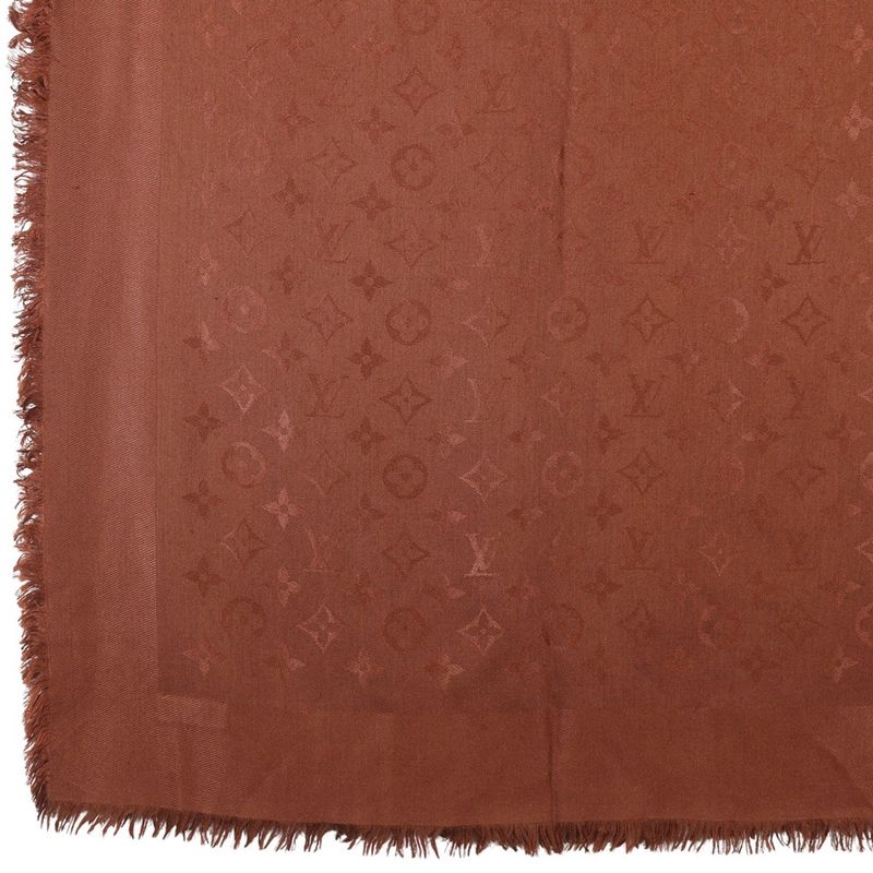Louis Vuitton Monogram Silk Wool Brown Shawl — view 2