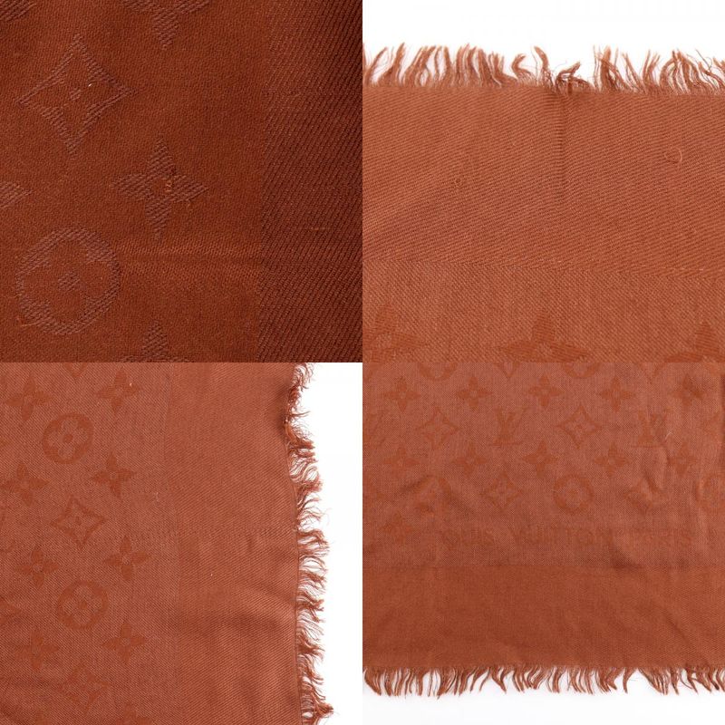 Louis Vuitton Monogram Silk Wool Brown Shawl — view 9