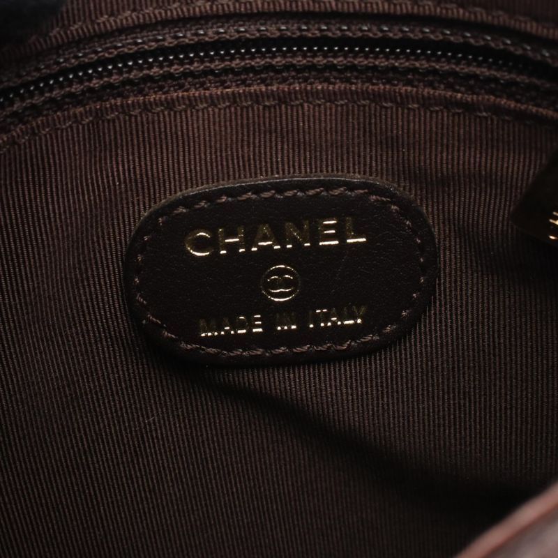 Chanel Shoulder Bag Bronze Leather Logo Sacoche — view 5