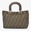 Fendi Tote Bag Zucca Pattern Canvas Brown Silver
