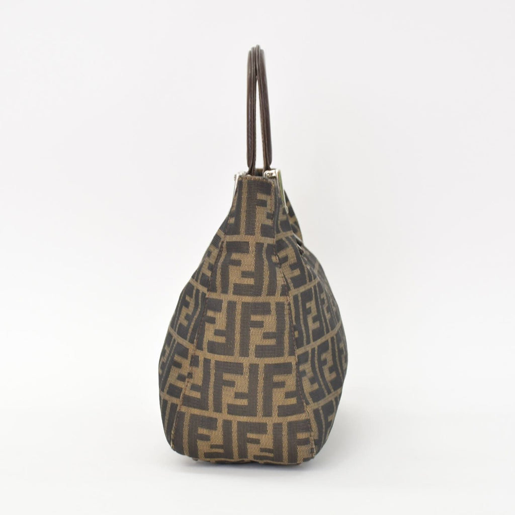 Fendi Tote Bag Zucca Pattern Canvas Brown Silver — view 2