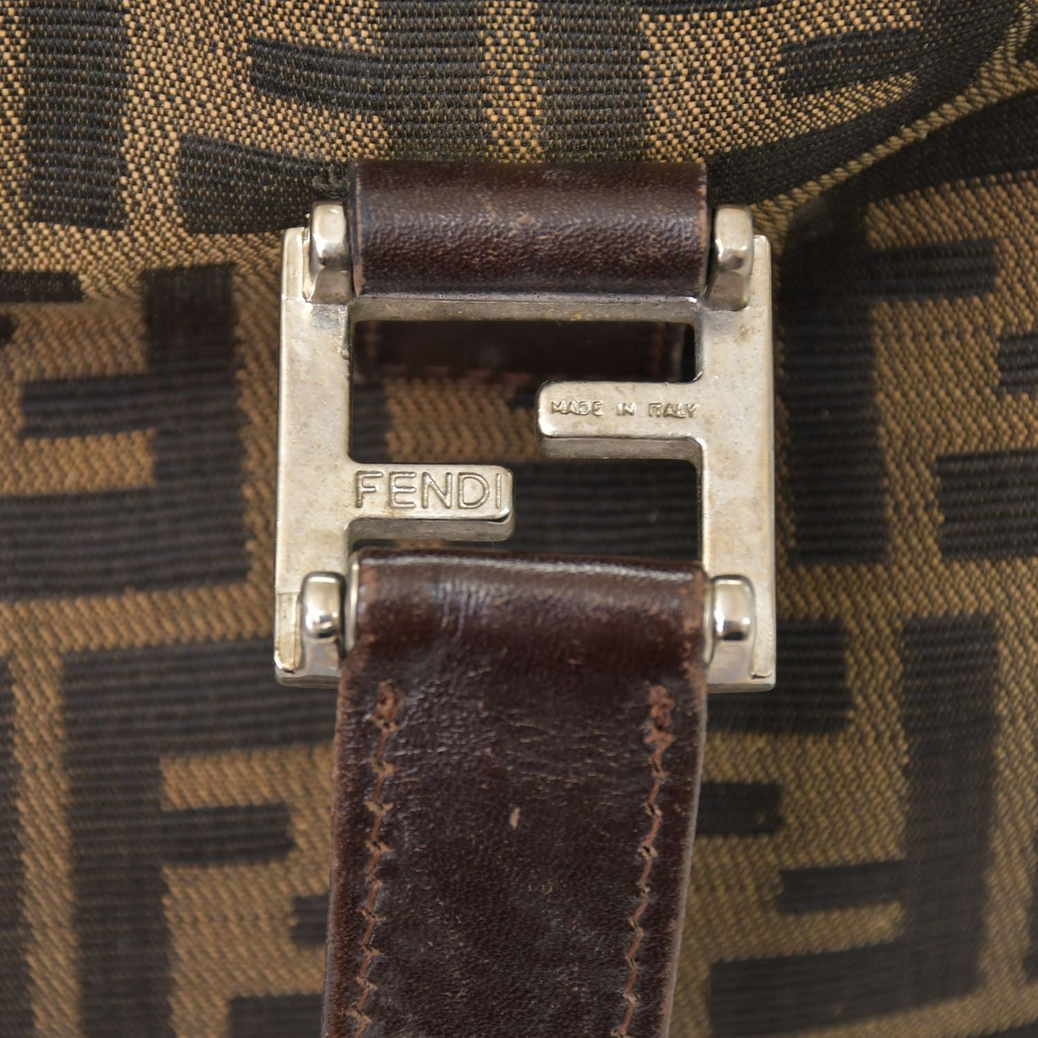 Fendi Tote Bag Zucca Pattern Canvas Brown Silver — view 6
