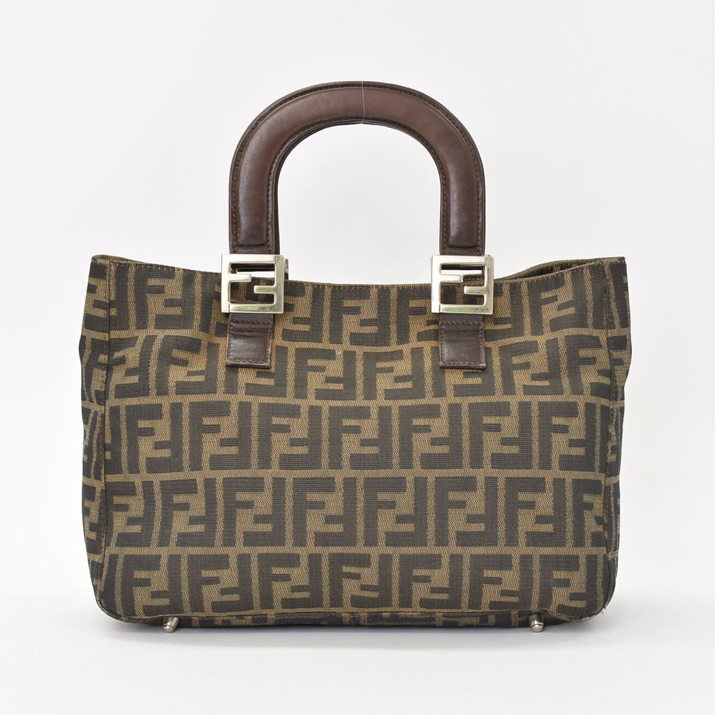 Fendi Tote Bag Zucca Pattern Canvas Brown Silver — view 3