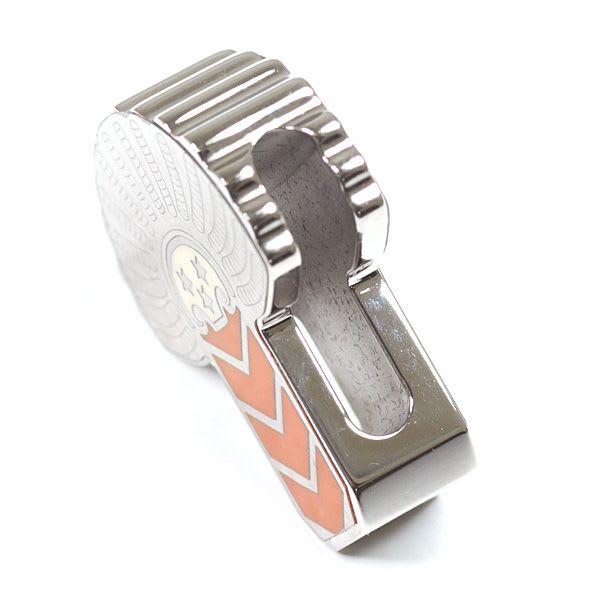 Hermes Scarf Ring Epaulette Metal Twilly Gaviroche Epaulettes Silver Orange — view 3