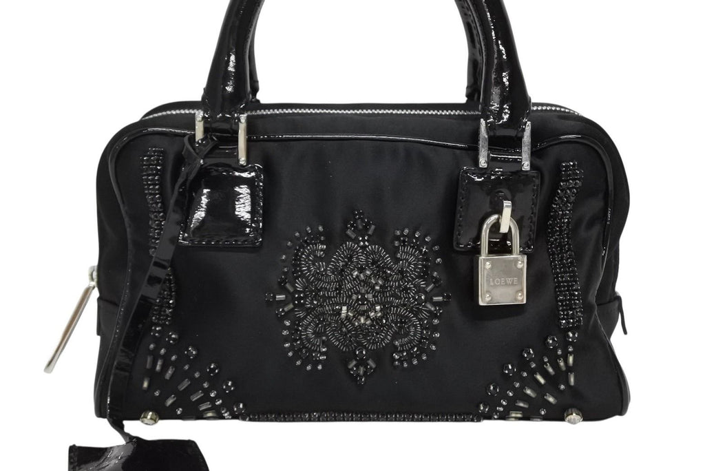 Loewe Mini Amazona Mini Andbag Satin Beads Crystal Black Silver — view 2