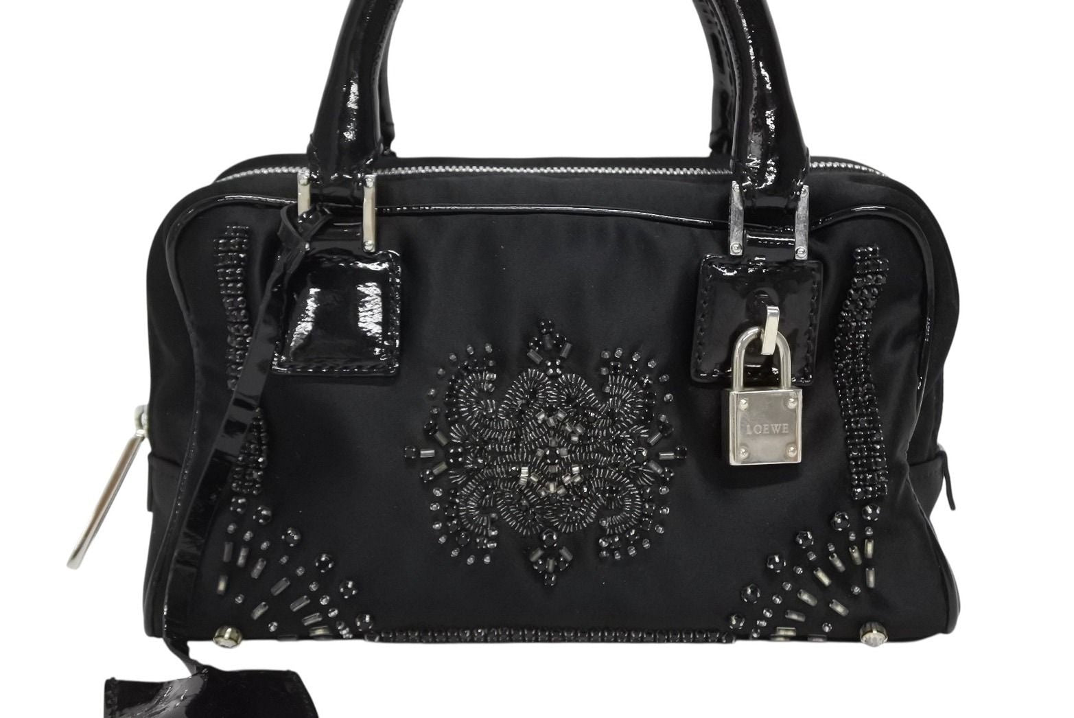 Loewe Mini Amazona Mini Andbag Satin Beads Crystal Black Silver — view 2