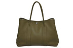 Hermes Garden Party PM Tote Bag Negonda Canvas Olive Green Silver
