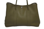 Hermes Garden Party PM Tote Bag Negonda Canvas Olive Green Silver — view 3