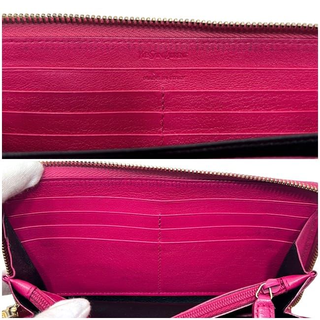 Yves Saint Laurent Round Zipper Long Wallet Pink — view 4