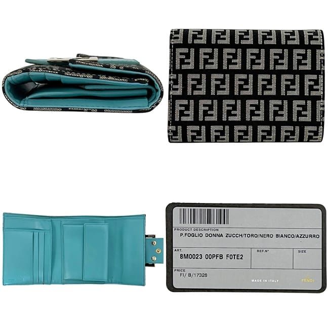 Fendi Trifold Wallet Blue Black Zucchino 8 M0023 — view 3