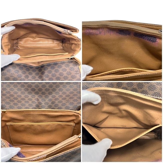 Celine Shoulder Bag Brown Macadam Crossbody Leather