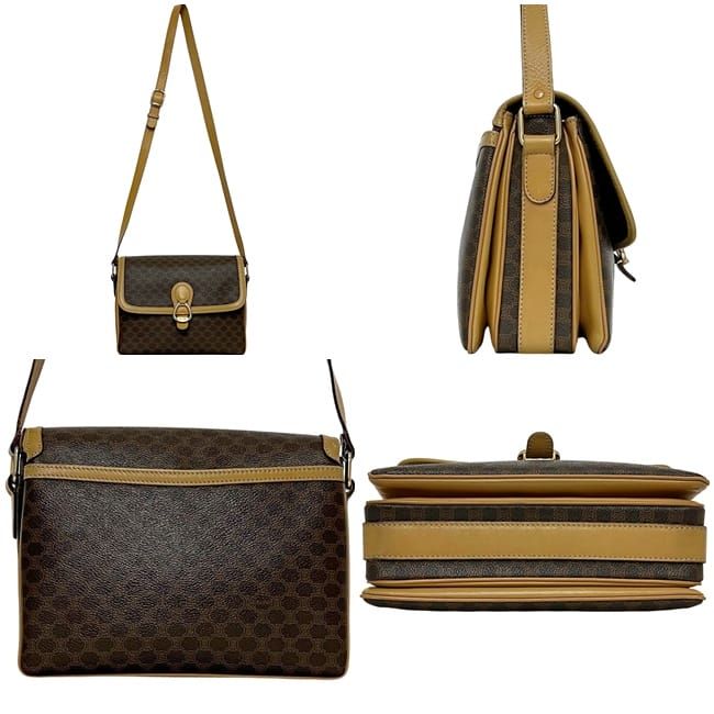Celine Shoulder Bag Brown Macadam Crossbody Leather