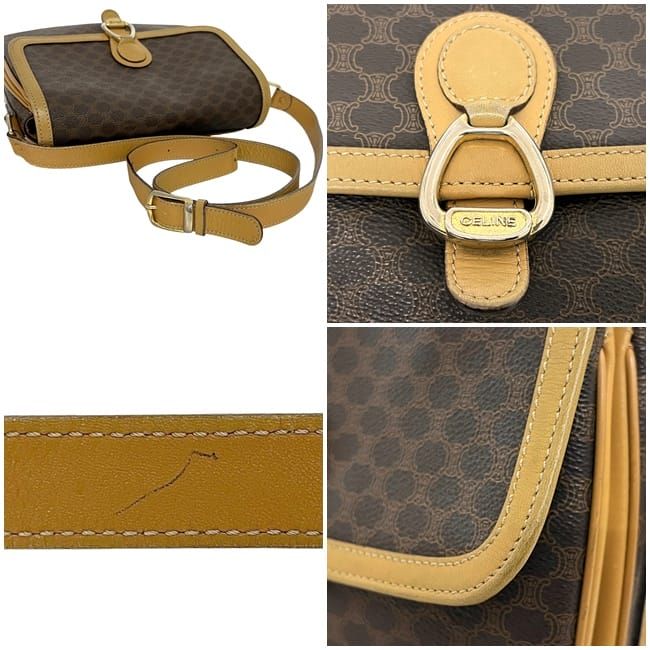 Celine Shoulder Bag Brown Macadam Crossbody Leather
