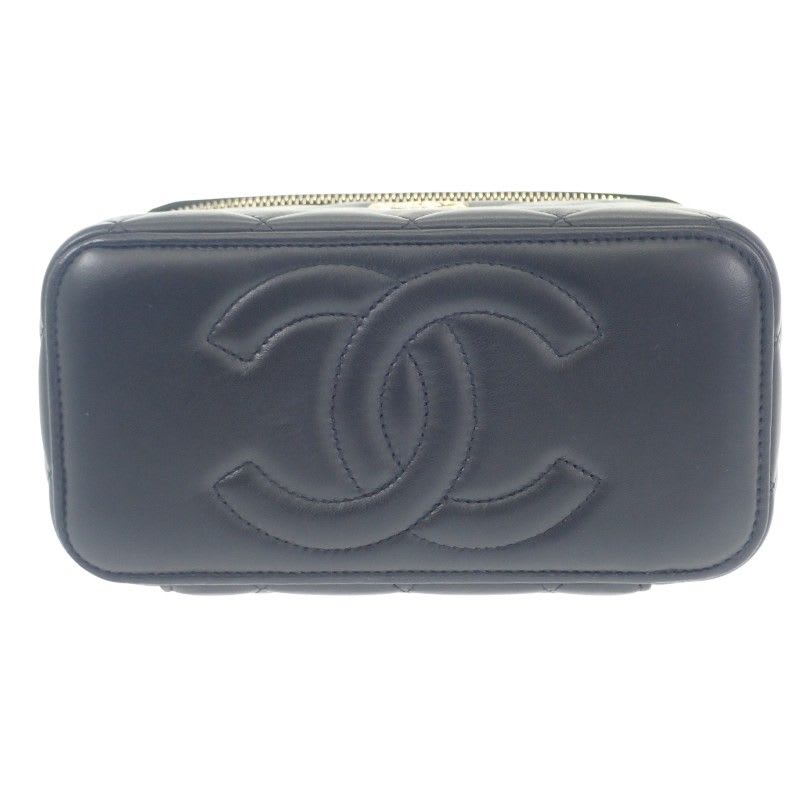 Chanel Top Handle Long Vanity Case 2-Way Bag Shoulder Lambskin Black — view 7