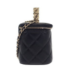 Chanel Top Handle Long Vanity Case 2-Way Bag Shoulder Lambskin Black — view 6