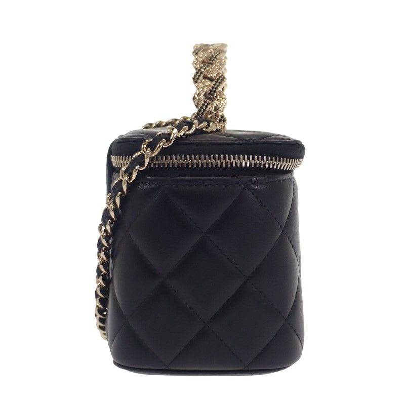 Chanel Top Handle Long Vanity Case 2-Way Bag Shoulder Lambskin Black — view 6