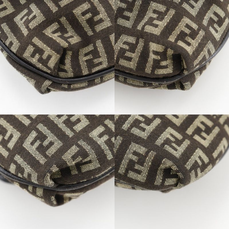 Fendi Zucchino Nylon Canvas Brown Shoulder Bag