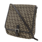 Fendi Zucchino Nylon Canvas Brown Shoulder Bag