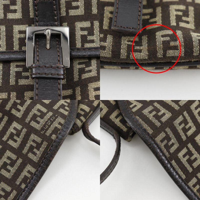 Fendi Zucchino Nylon Canvas Brown Shoulder Bag