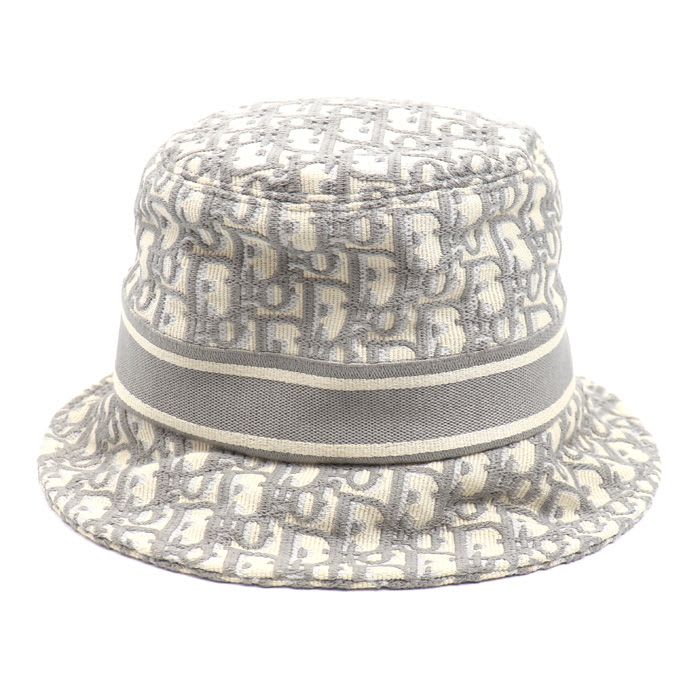 Dior Trotter Oblique Bucket Hat Ivory Gray 11 Dob923 I132 — view 2