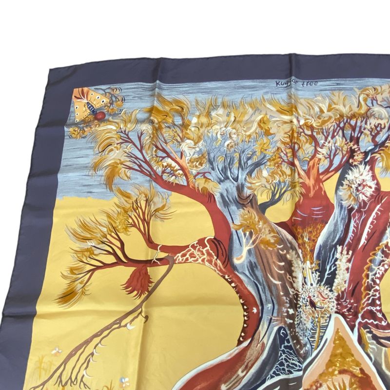 Hermes Carre 90 Scarf Silk Kuggor Tree Brown — view 2