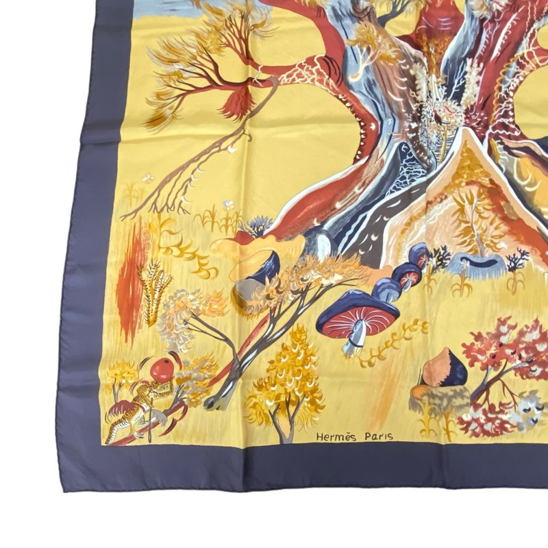 Hermes Carre 90 Scarf Silk Kuggor Tree Brown — view 4