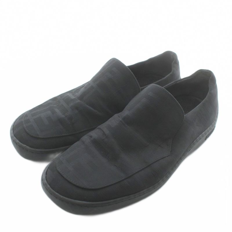 Fendi Slip-on Sneakers Low-cut Logo All-over Pattern Black XZ GY18 — view 2