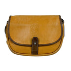 Loewe Anagram Logo Mini Shoulder Bag Yellow Beige Leather Vintage