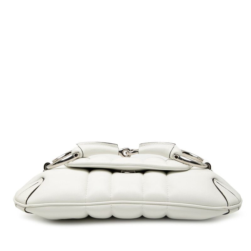 Gucci Horsebit Shoulder Bag Handbag White Leather — view 4