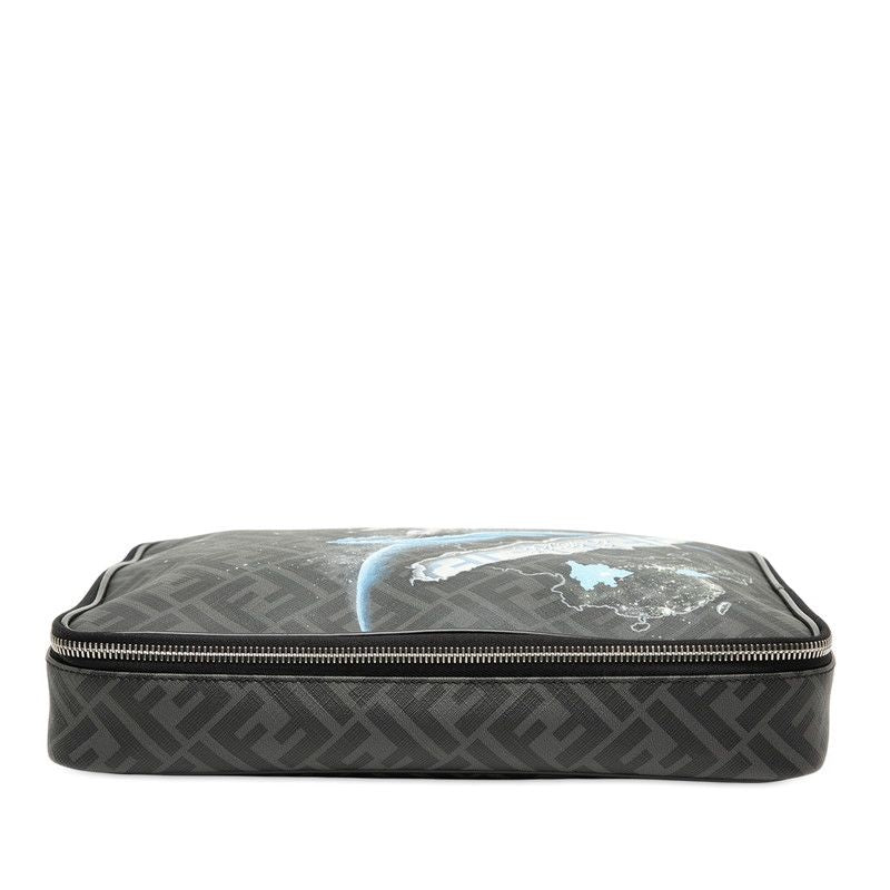 Fendi Zucca Second Bag Clutch 7 N0115 Gray Multicolor Leather — view 4