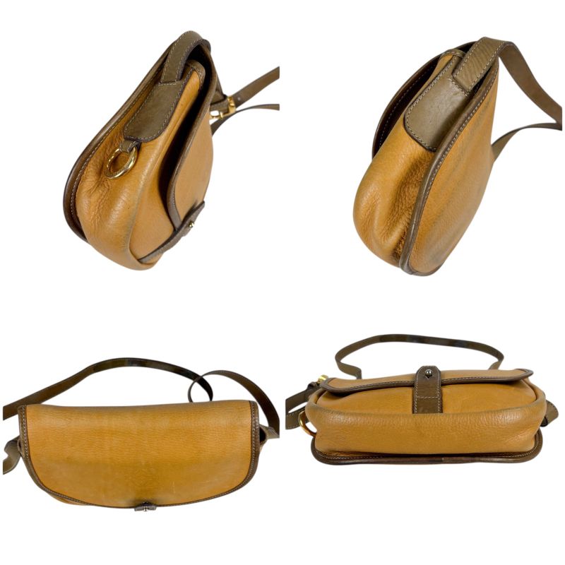 Loewe Anagram Logo Mini Shoulder Bag Yellow Beige Leather Vintage